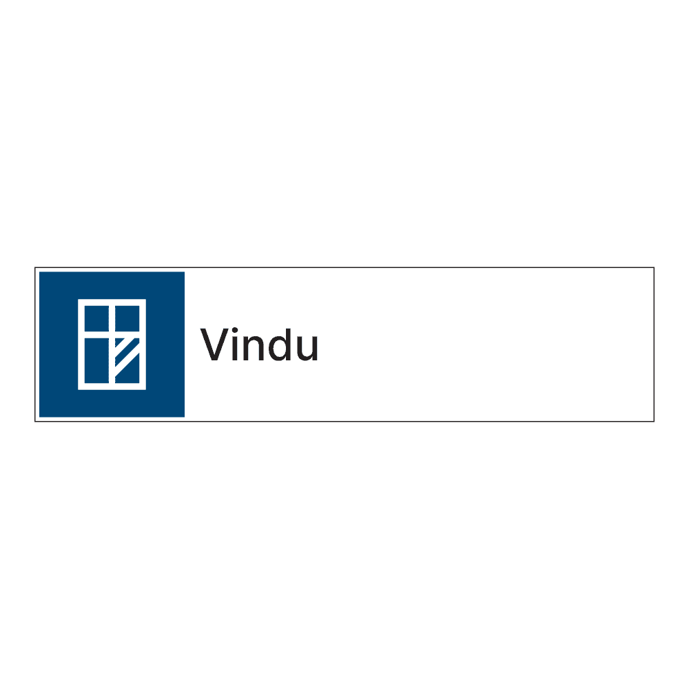 Kildesorteringsskilt: "Vindu" m/tekst ved siden av
