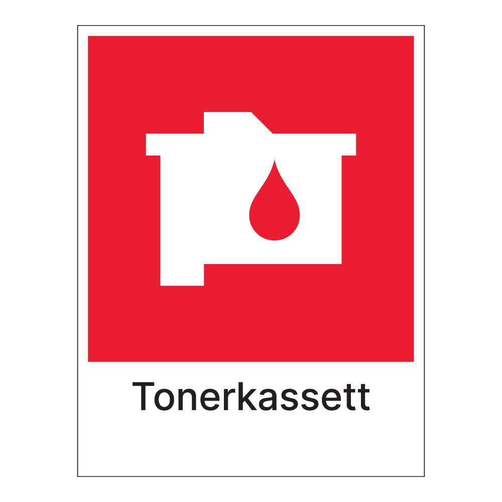 Kildesorteringsskilt: "Tonerkassetter" m/tekst under