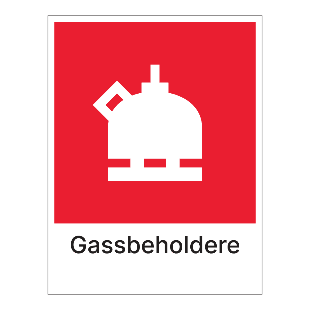 Kildesorteringsskilt: "Gassbeholdere" m/tekst under