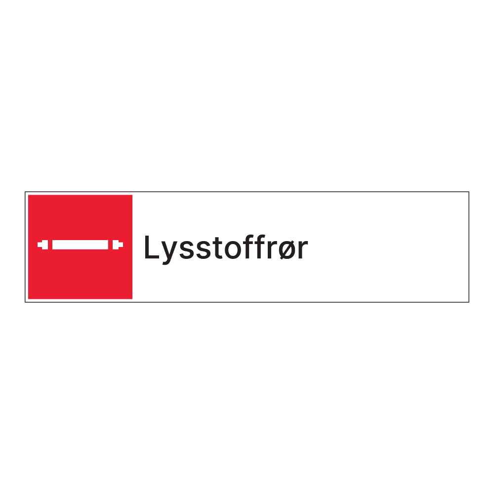Kildesorteringsskilt: "Lysstoffrør" m/tekst ved siden av