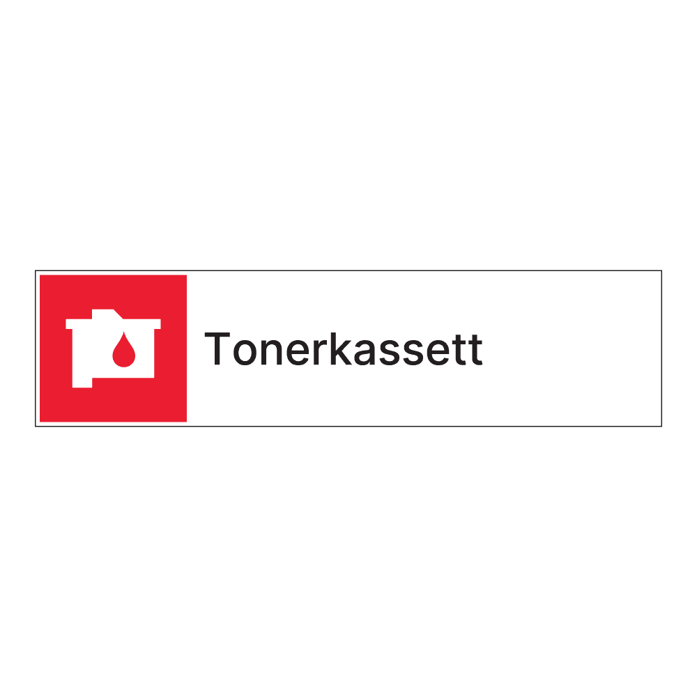 Kildesorteringsskilt: "Tonerkassetter" m/tekst ved siden av