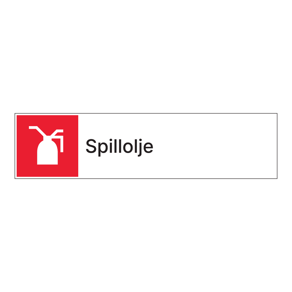 Kildesorteringsskilt: "Spillolje" m/tekst ved siden av
