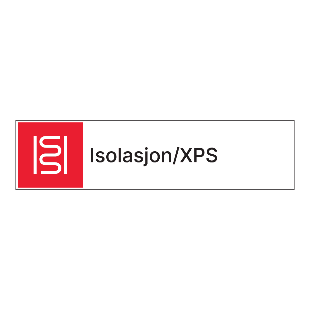 Kildesorteringsskilt: "Isolasjon/XPS" m/tekst ved siden av