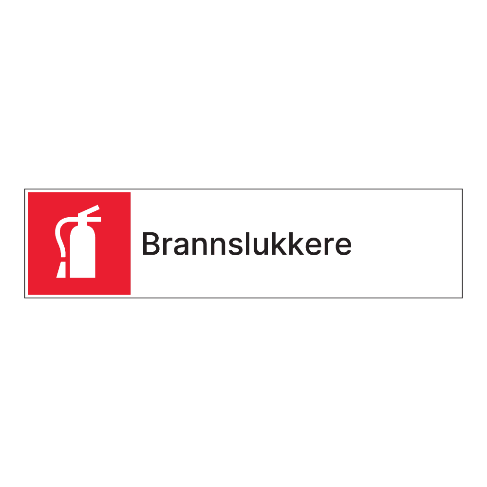 Kildesorteringsskilt: "Brannslukkere" m/tekst ved siden av