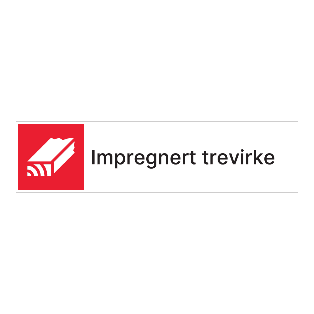 Kildesorteringsskilt: "Impregnert trevirke" m/tekst ved siden av