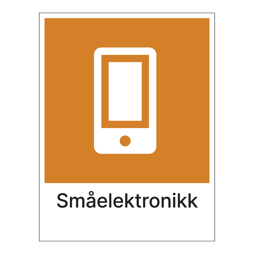 Kildesorteringsskilt: "Småelektronikk" (1) m/tekst under