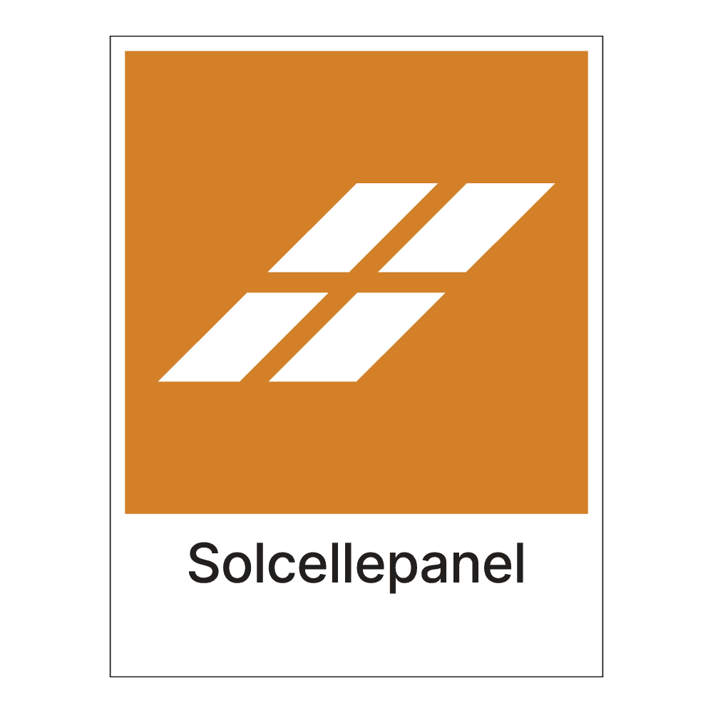 Kildesorteringsskilt: "Solcellepanel" m/tekst under