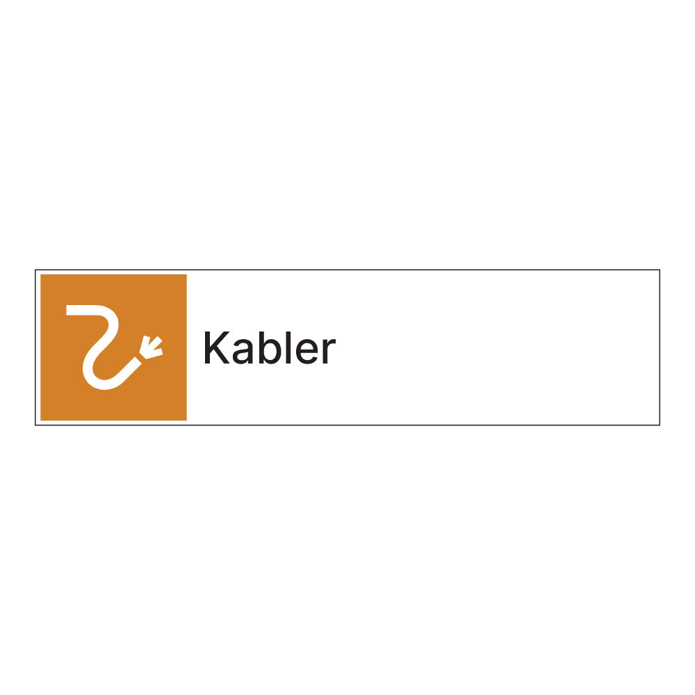 Kildesorteringsskilt: "Kabler" m/tekst ved siden av