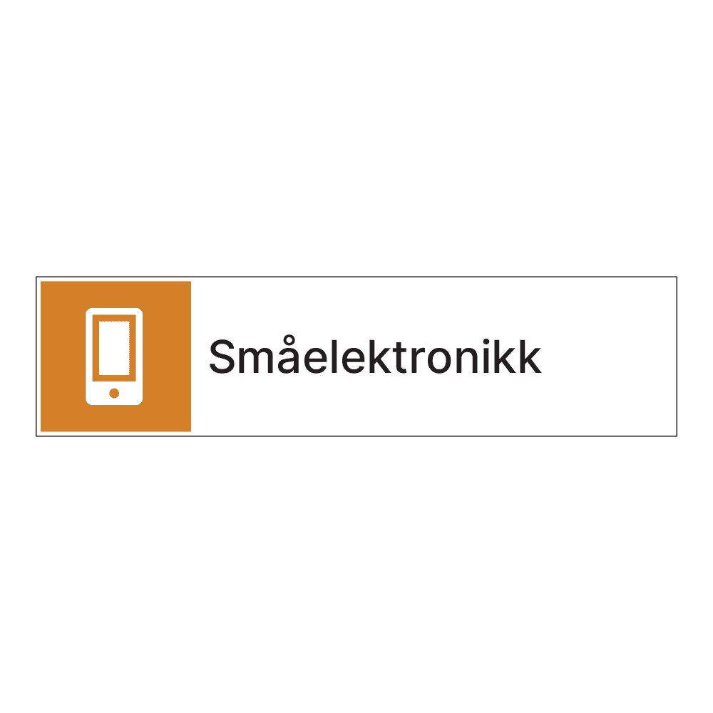 Kildesorteringsskilt: "Småelektronikk" (1)m/tekst ved siden av