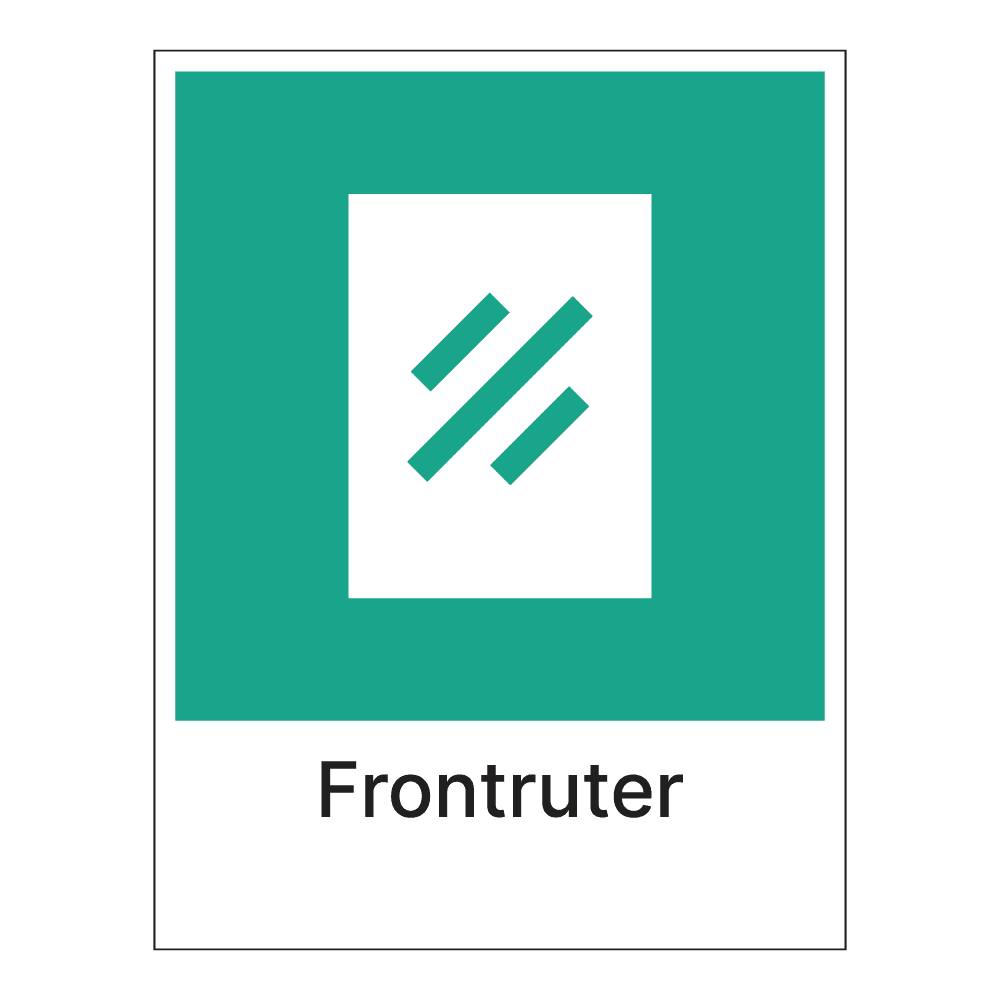 Kildesorteringsskilt: "Frontruter" m/tekst under
