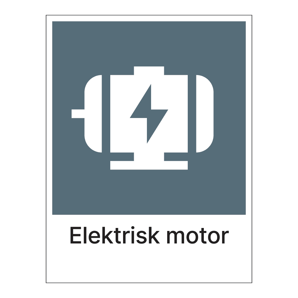 Kildesorteringsskilt: "Elektrisk motor" m/tekst under