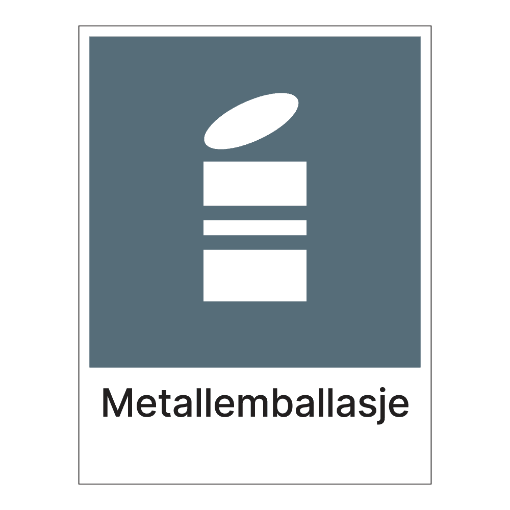 Kildesorteringsskilt: "Metallemballasje" m/tekst under