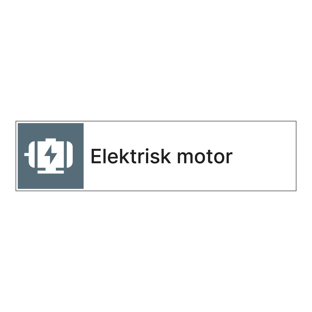 Kildesorteringsskilt: "Elektrisk motor" m/tekst ved siden av