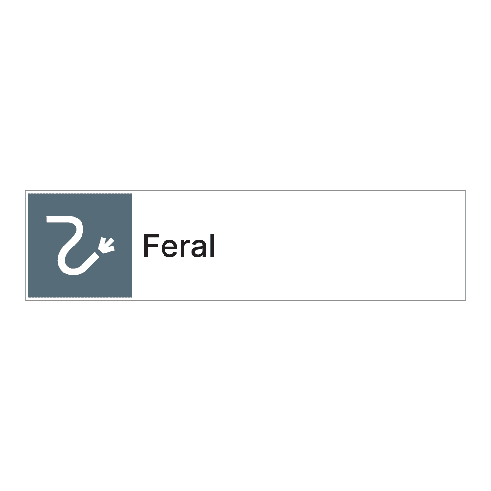 Kildesorteringsskilt: "Feral" m/tekst ved siden av