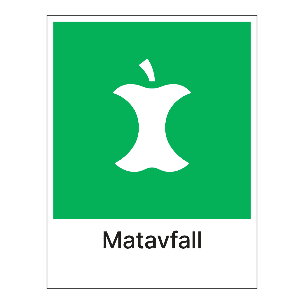 Kildesorteringsskilt: "Matavfall" m/tekst under