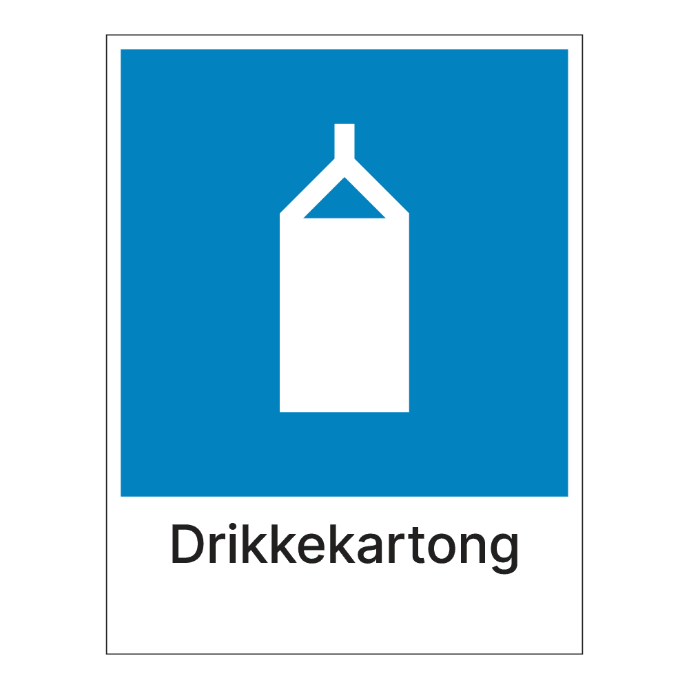 Kildesorteringsskilt: "Drikkekartong" m/tekst under