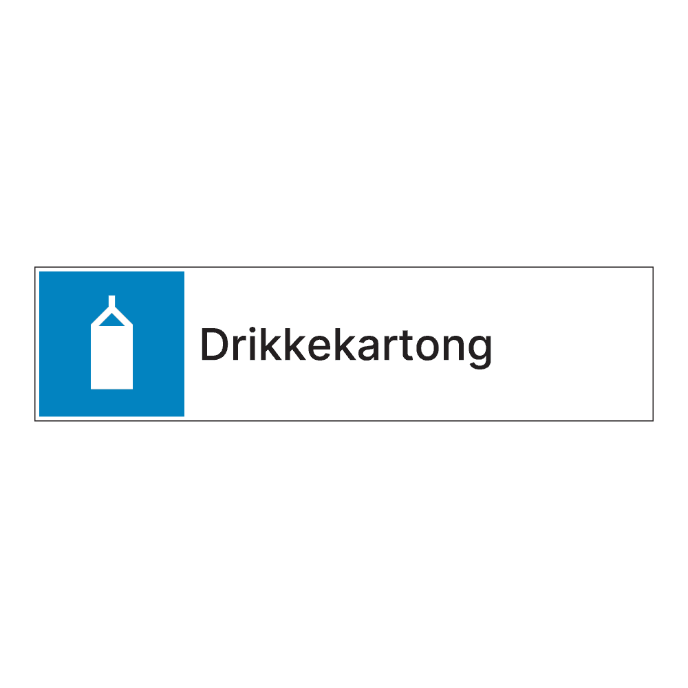Kildesorteringsskilt: "Drikkekartong" m/tekst ved siden av