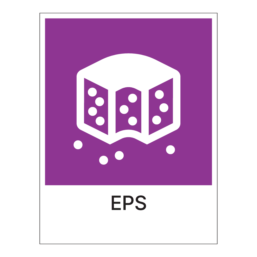 Kildesorteringsskilt: "EPS" m/tekst under