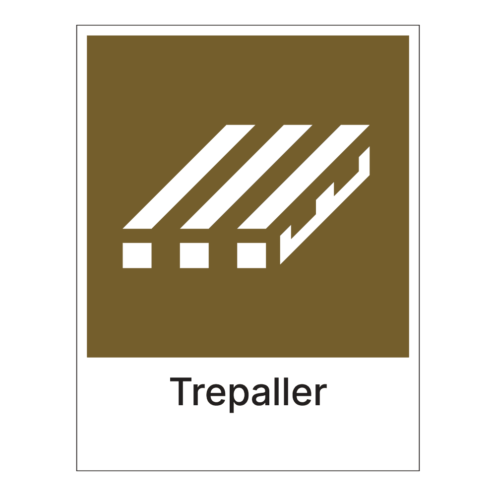 Kildesorteringsskilt: "Trepaller" m/tekst under