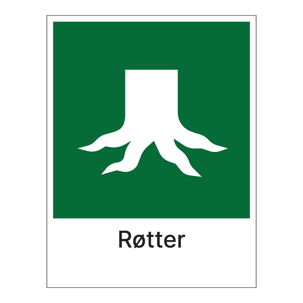 Kildesorteringsskilt: "Røtter" m/tekst under
