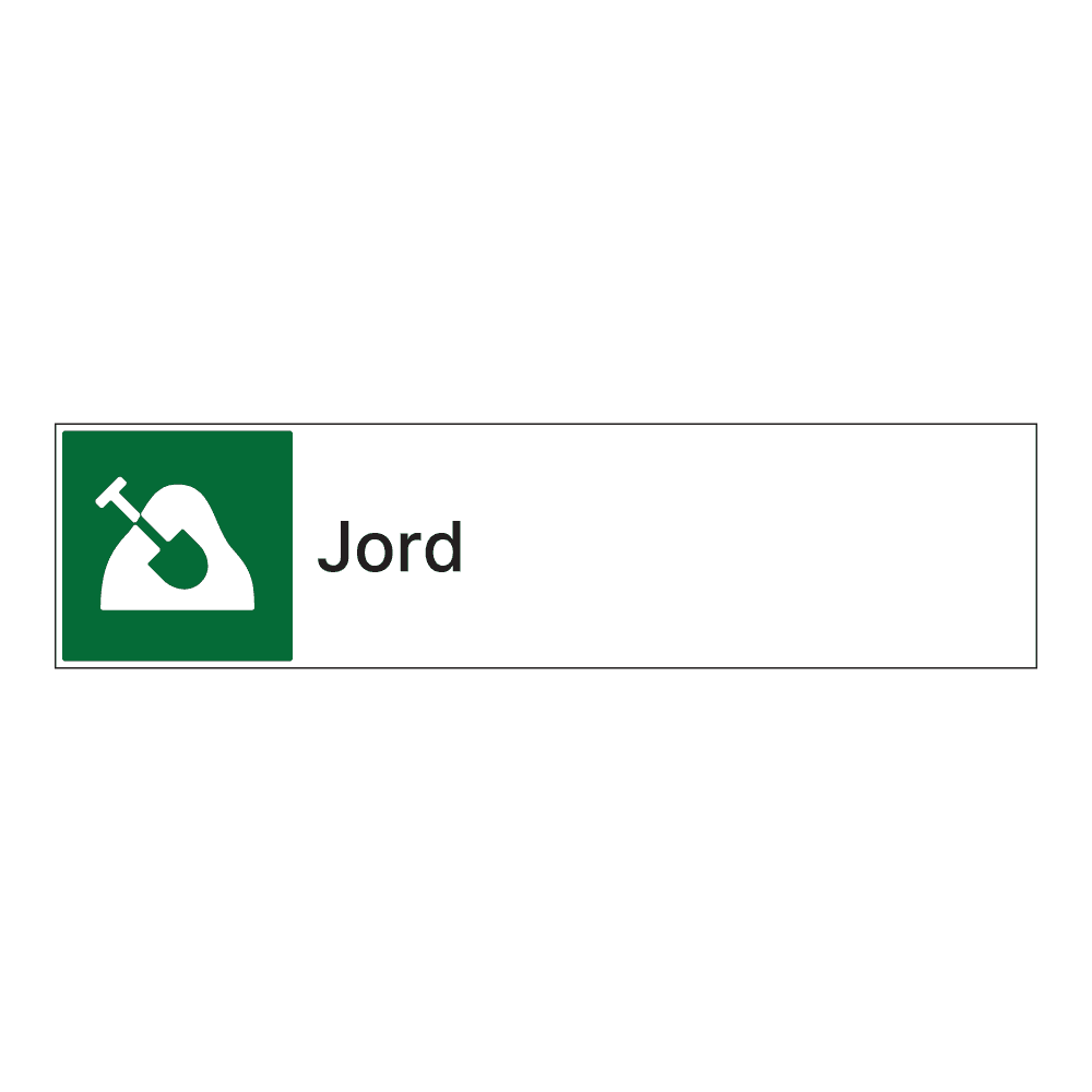 Kildesorteringsskilt: "Jord" m/tekst ved siden av