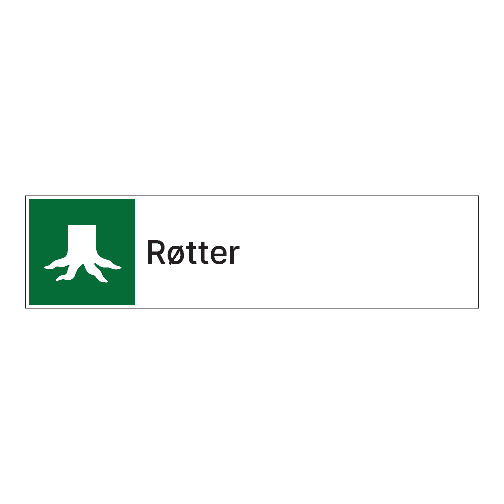 Kildesorteringsskilt: "Røtter" m/tekst ved siden av