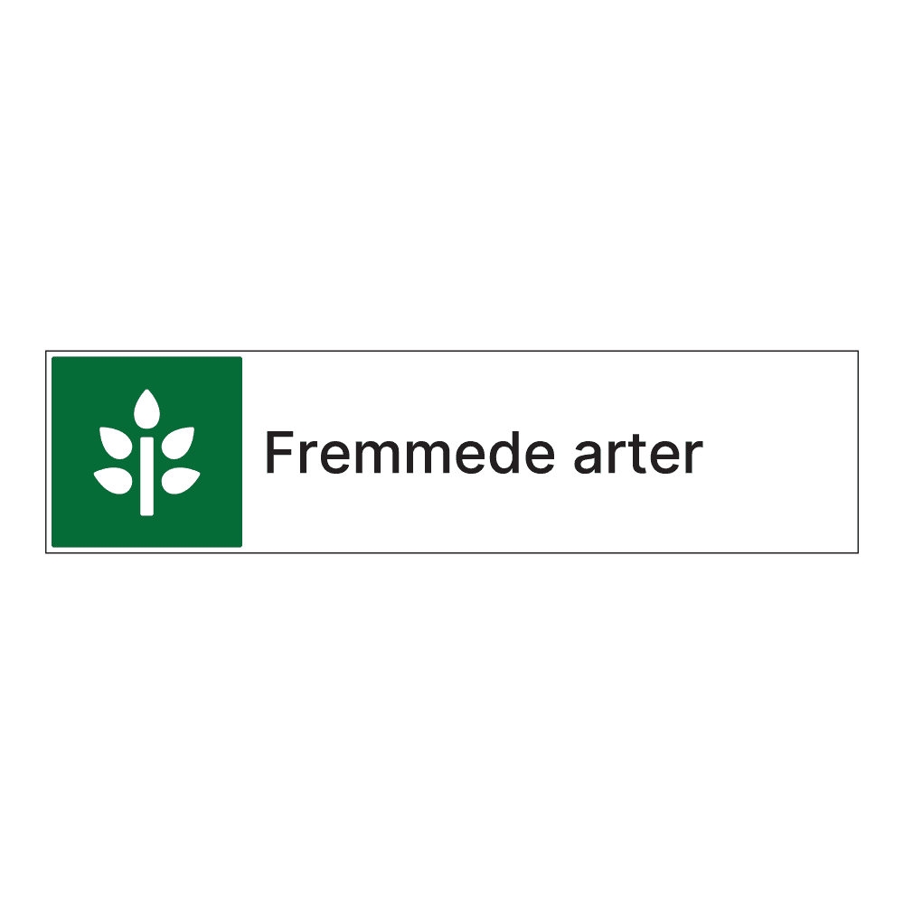 Kildesorteringsskilt: "Fremmede arter" m/tekst ved siden av