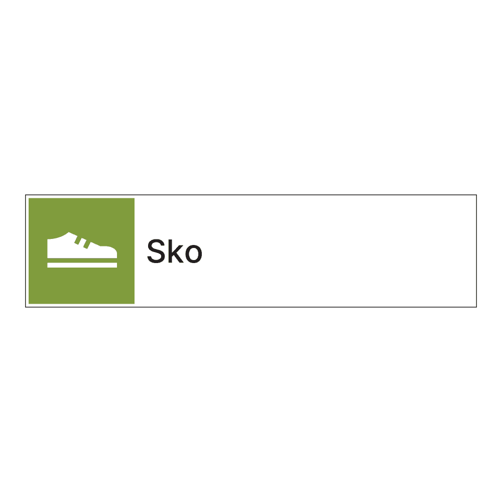 Kildesorteringsskilt: "Sko" m/tekst ved siden av