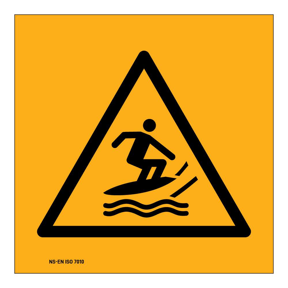 Advarselsskilt: Se opp for surfere