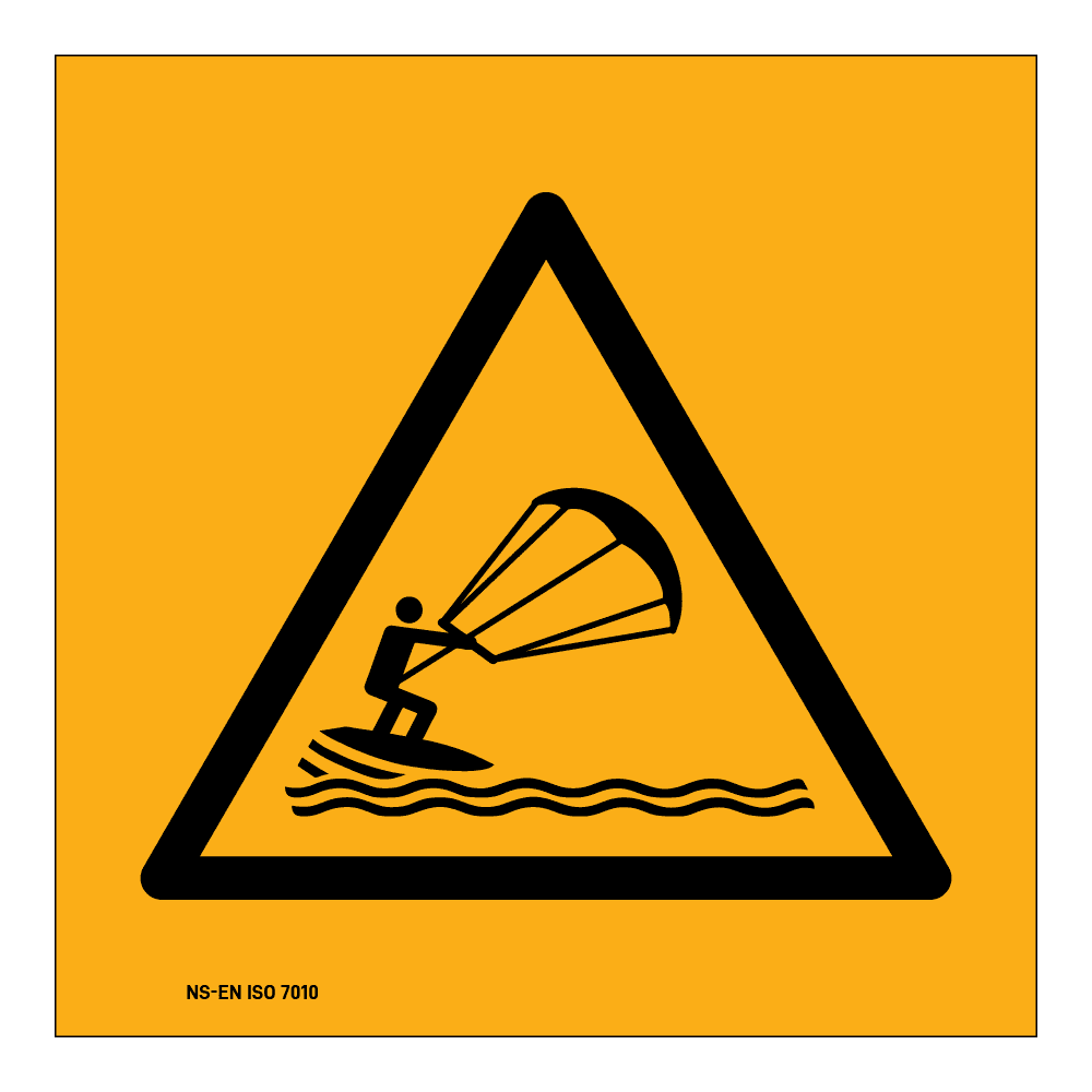 Advarselsskilt: Kite surfing