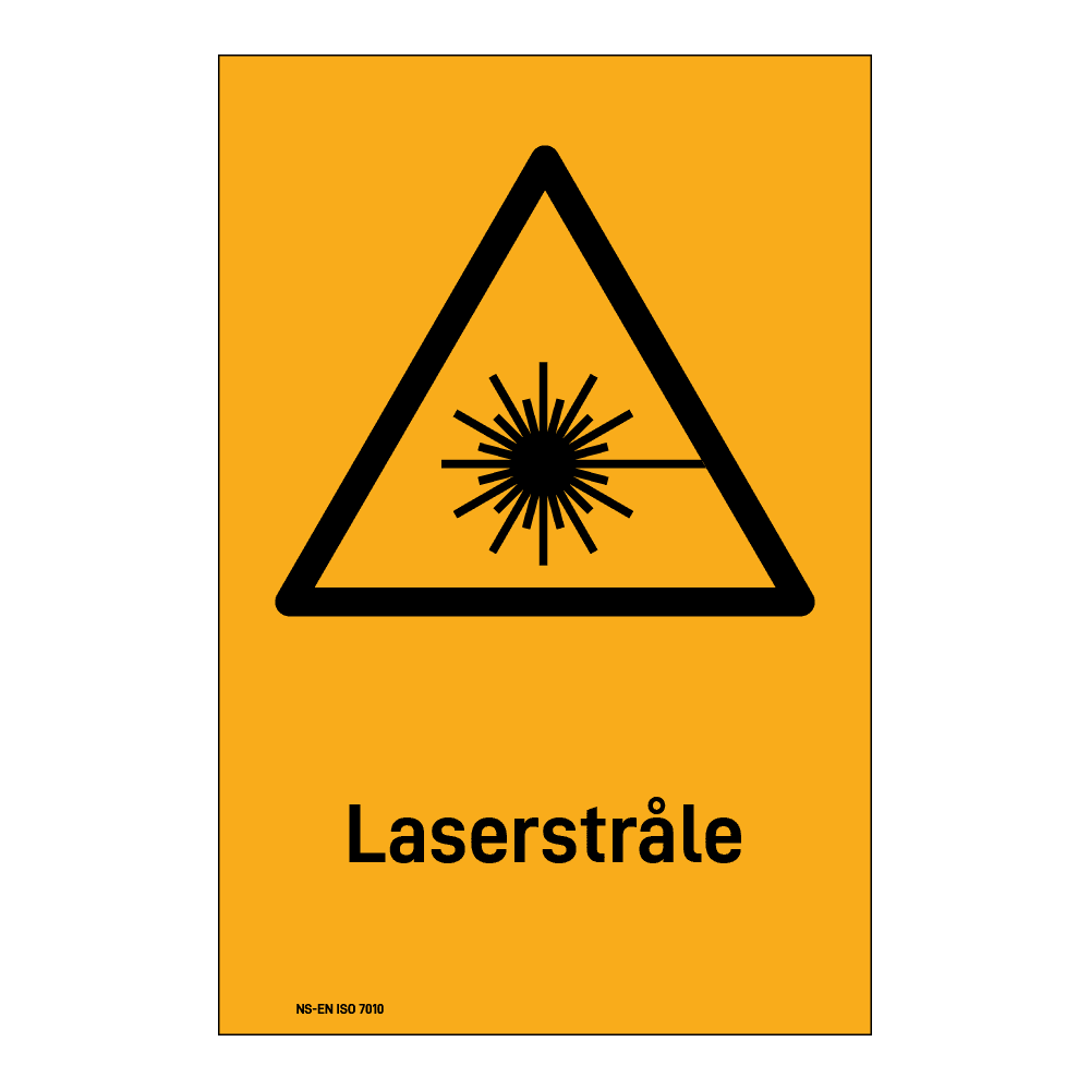 Advarselsskilt: "Laserstråle" m/tekst under