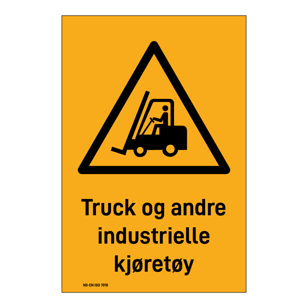 Advarselsskilt: "Truck og andre industrielle kjøretøy" m/tekst under