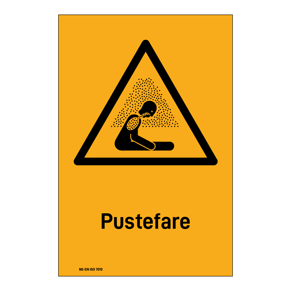 Advarselsskilt: "Pustefare" m/tekst under