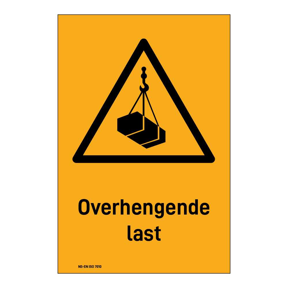 Advarsel klistremerke: "Overhengende last" m/tekst under
