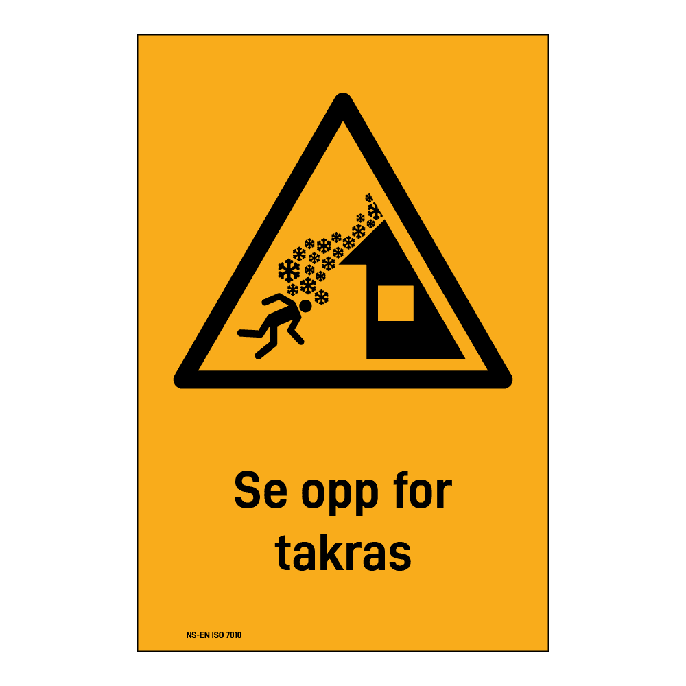 Advarsel klistremerke: "Se opp for takras" m/tekst under