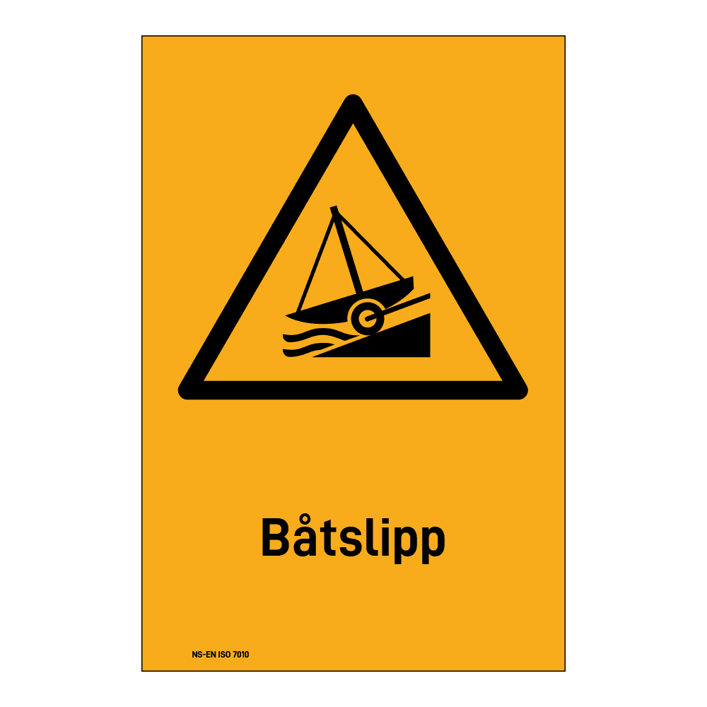 Advarsel klistremerke: "Båtslipp" m/tekst under