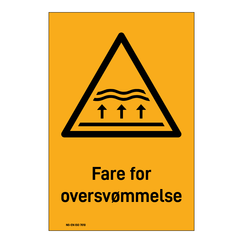 Advarsel klistremerke: "Fare for overforsvømming" m/tekst under