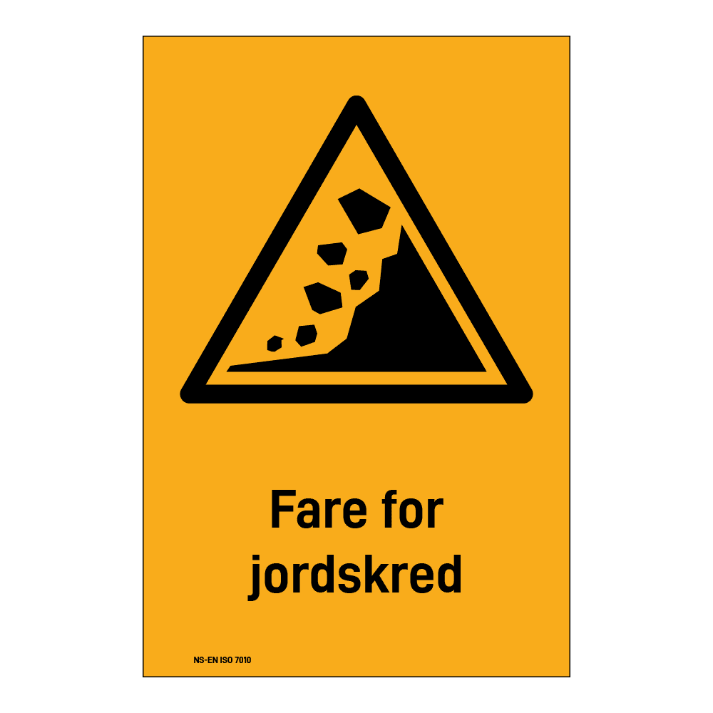 Advarsel klistremerke: "Fare for jordskjelv" m/tekst under