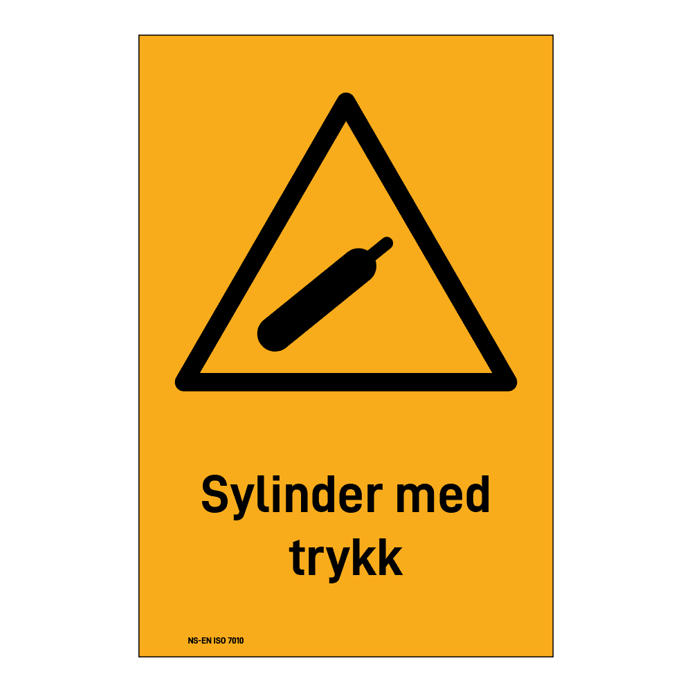 Advarsel klistremerke: "Sylinder med trykk" m/tekst under