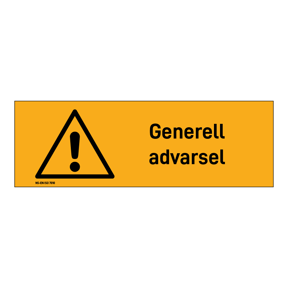 Advarsel klistremerke: "Generell advarsel" m/tekst liggende