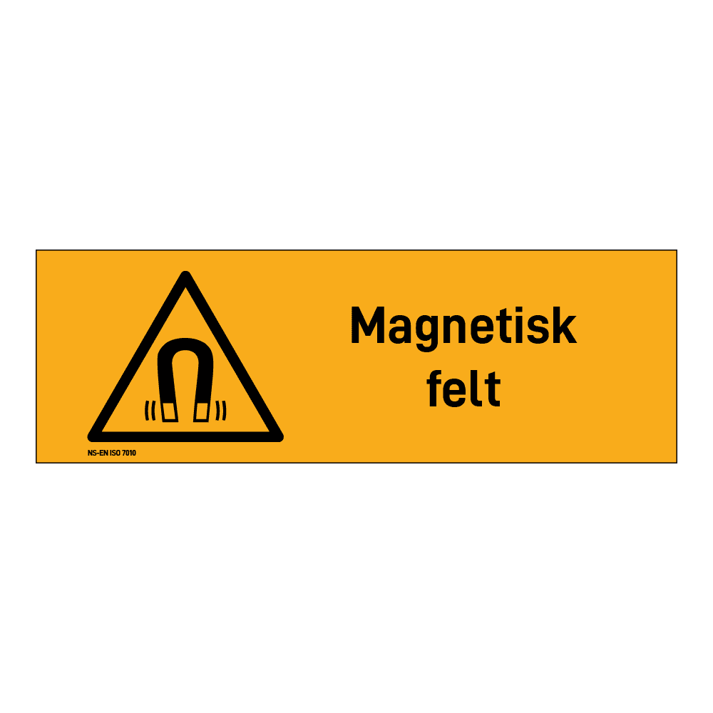 Advarsel klistremerke: "Magnetisk felt" m/tekst liggende