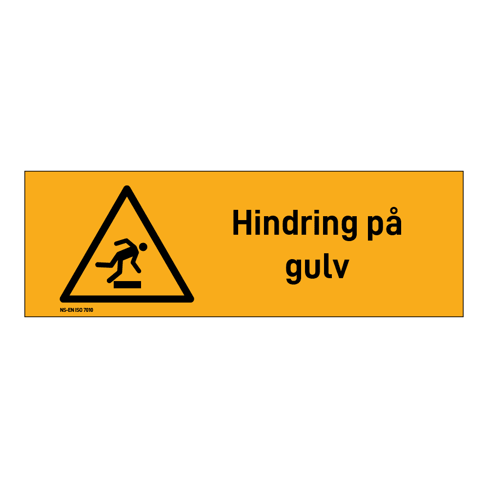 Advarsel klistremerke: "Hindring på gulv" m/tekst liggende
