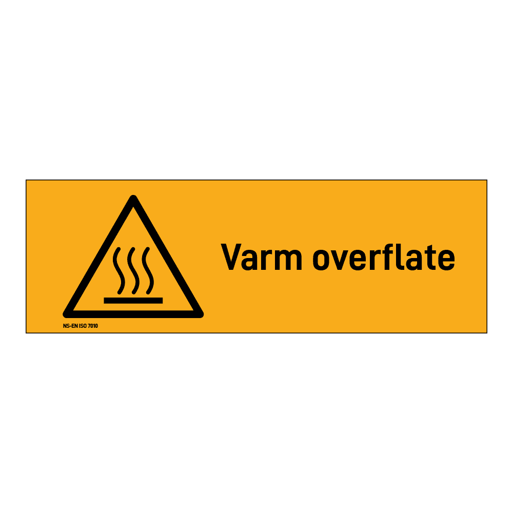 Advarsel klistremerke: "Varm overflate" m/tekst liggende