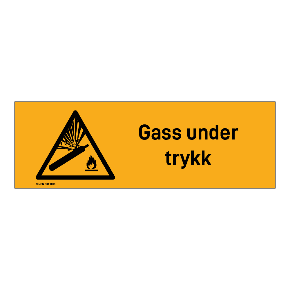 Advarsel klistremerke: "Gass under trykk" m/tekst liggende