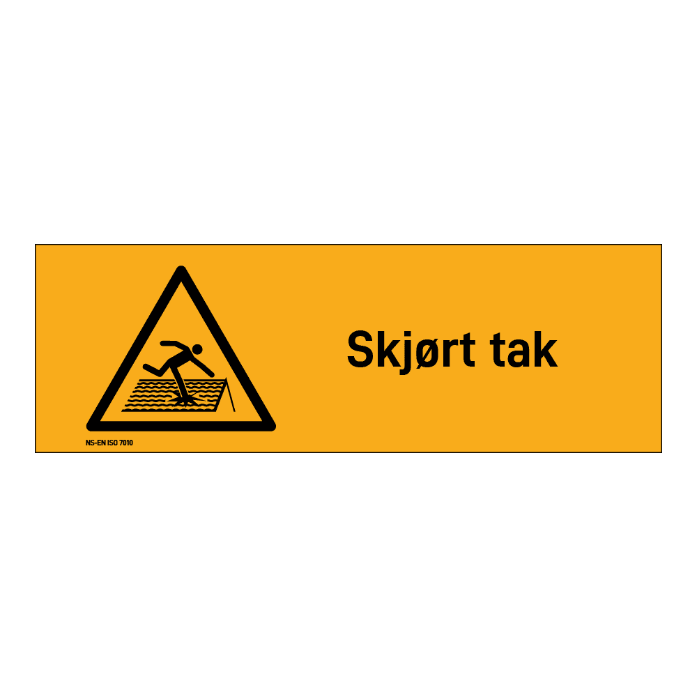 Advarsel klistremerke: "Skjørt tak" m/tekst liggende