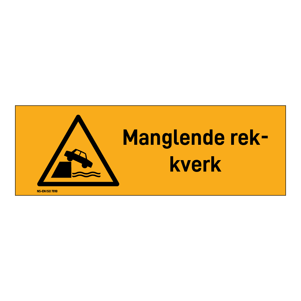 Advarsel klistremerke: "Manglende rekkverk" m/tekst liggende