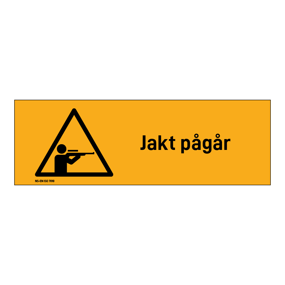Advarsel klistremerke: "Jakt pågår" m/tekst liggende