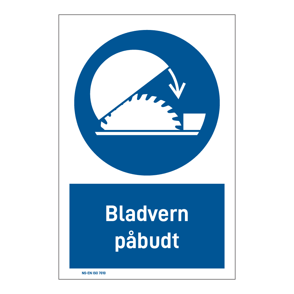 Påbudsskilt: "Bladvern påbudt" m/tekst under