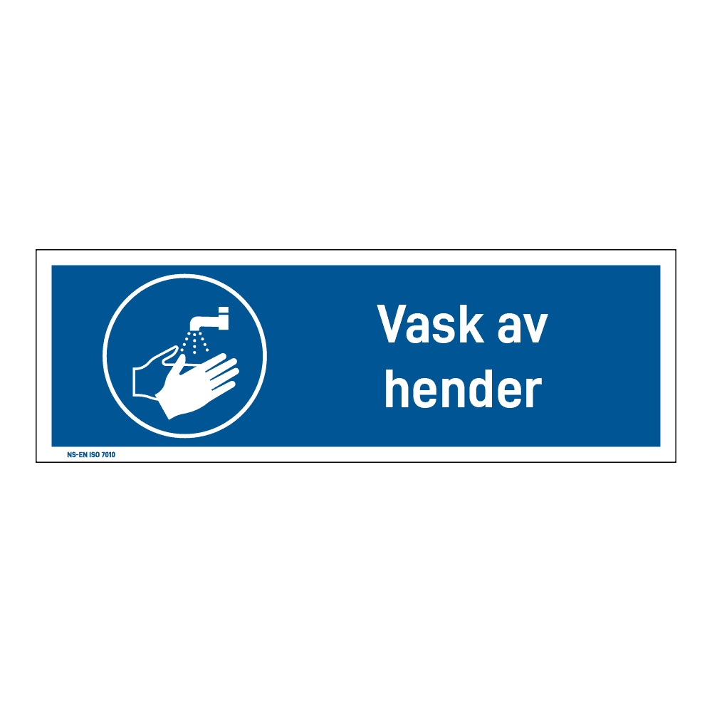 Påbud klistremerke: "Vask av hender" m/tekst liggende