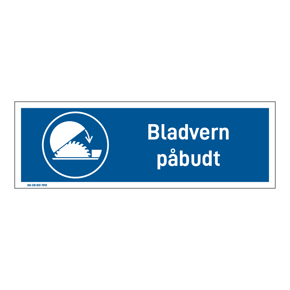Påbud klistremerke: "Bladvern påbudt" m/tekst liggende